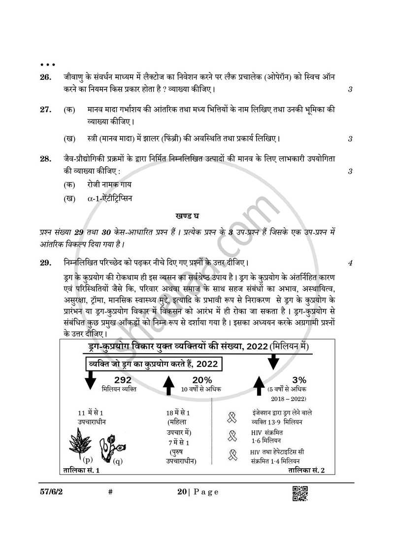 Biology (जीव विज्ञान) 2024-2025 - CBSE 12th - Class 12 [कक्षा १२] - CBSE (Central Board of Secondary Education) question paper with PDF download