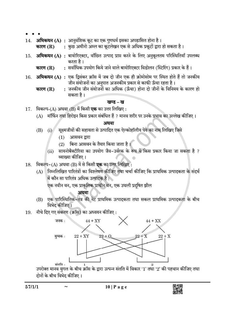 Biology (जीव विज्ञान) 2024-2025 - CBSE 12th - Class 12 [कक्षा १२] - CBSE (Central Board of Secondary Education) question paper with PDF download