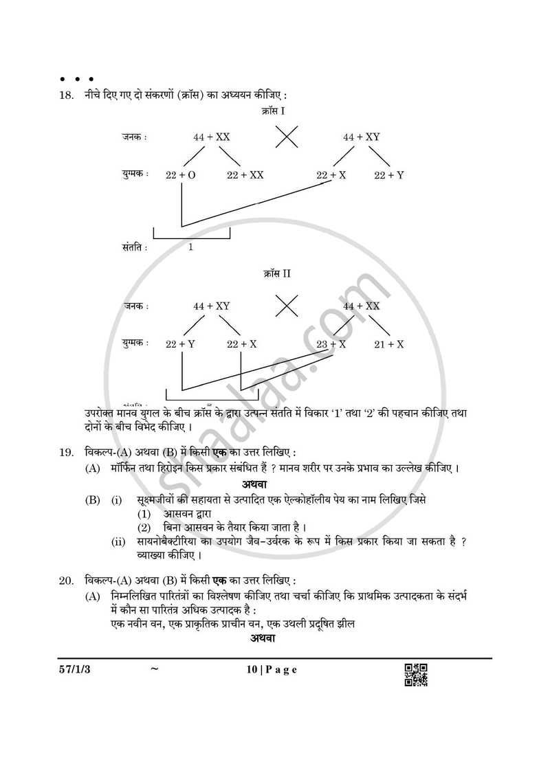 Biology (जीव विज्ञान) 2024-2025 - CBSE 12th - Class 12 [कक्षा १२] - CBSE (Central Board of Secondary Education) question paper with PDF download
