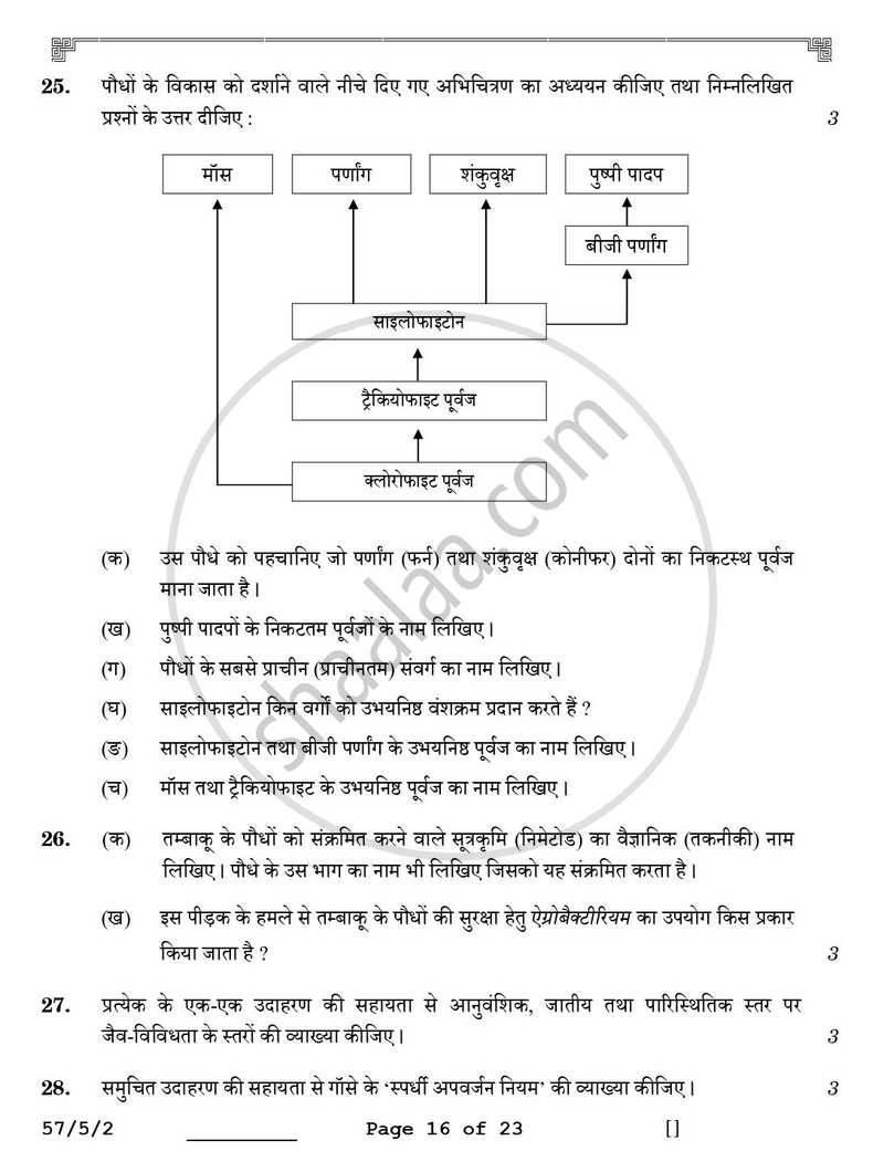 Biology (जीव विज्ञान) 2025-2026 - CBSE 12th - Class 12 [कक्षा १२] - CBSE (Central Board of Secondary Education) question paper with PDF download