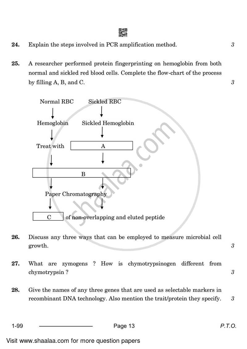 Biotechnology 2023-2024 - CBSE 12th - Class 12 - CBSE (Central Board of Secondary Education) question paper with PDF download