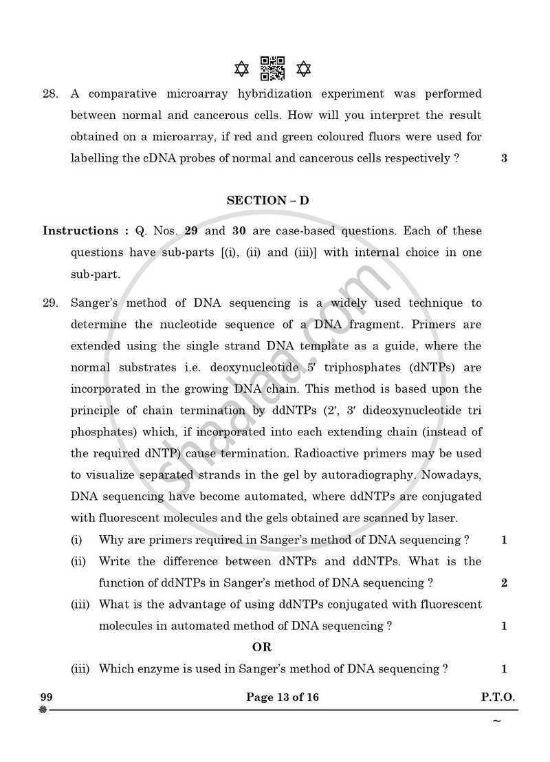 Biotechnology 2024-2025 - CBSE 12th - Class 12 - CBSE (Central Board of Secondary Education) question paper with PDF download