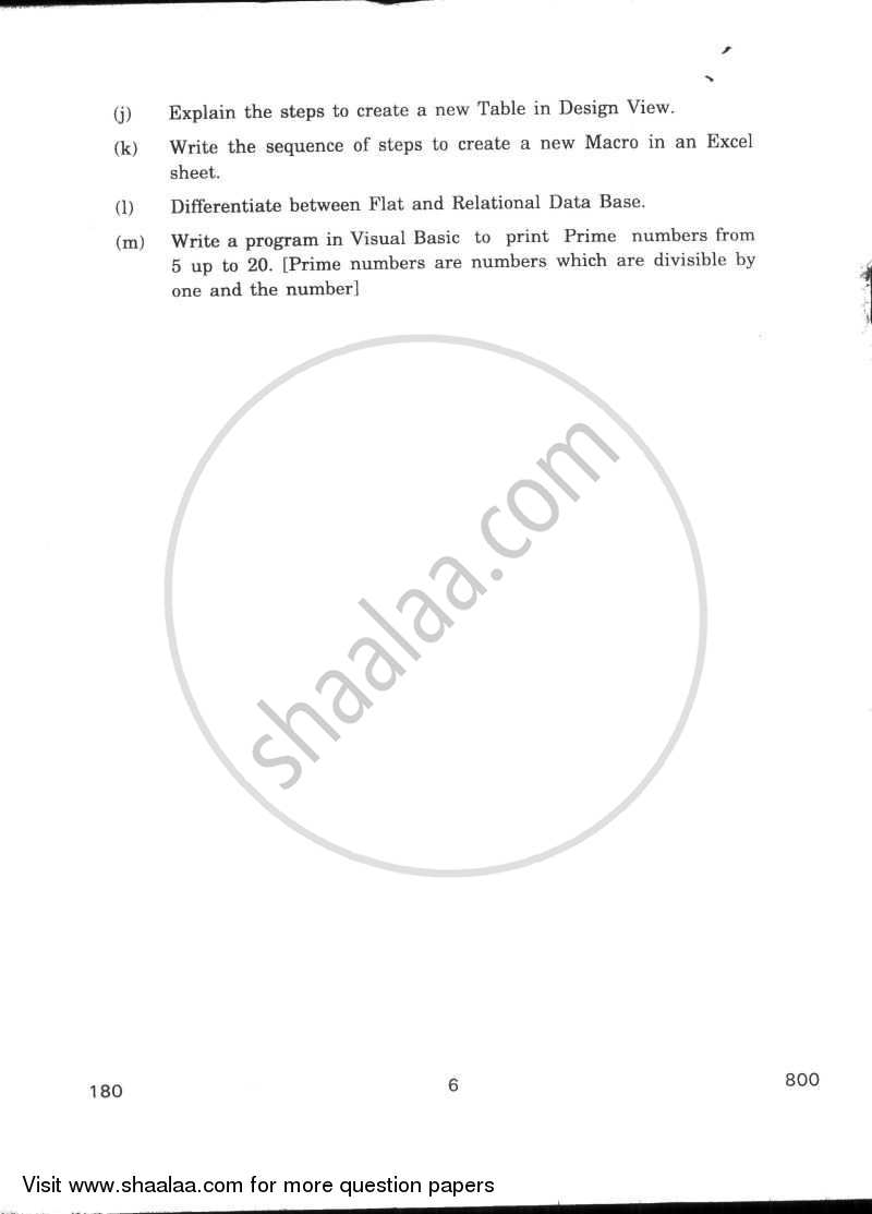 Business Data Processing 2009-2010 - CBSE 12th - Class 12 - CBSE (Central Board of Secondary Education) question paper with PDF download