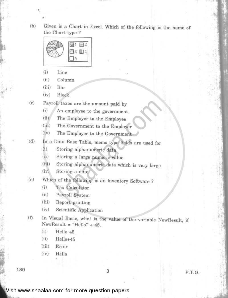 Business Data Processing 2009-2010 - CBSE 12th - Class 12 - CBSE (Central Board of Secondary Education) question paper with PDF download