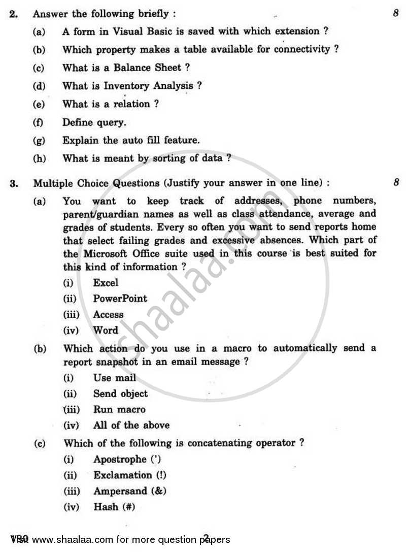 Business Data Processing 2010-2011 - CBSE 12th - Class 12 - CBSE (Central Board of Secondary Education) question paper with PDF download