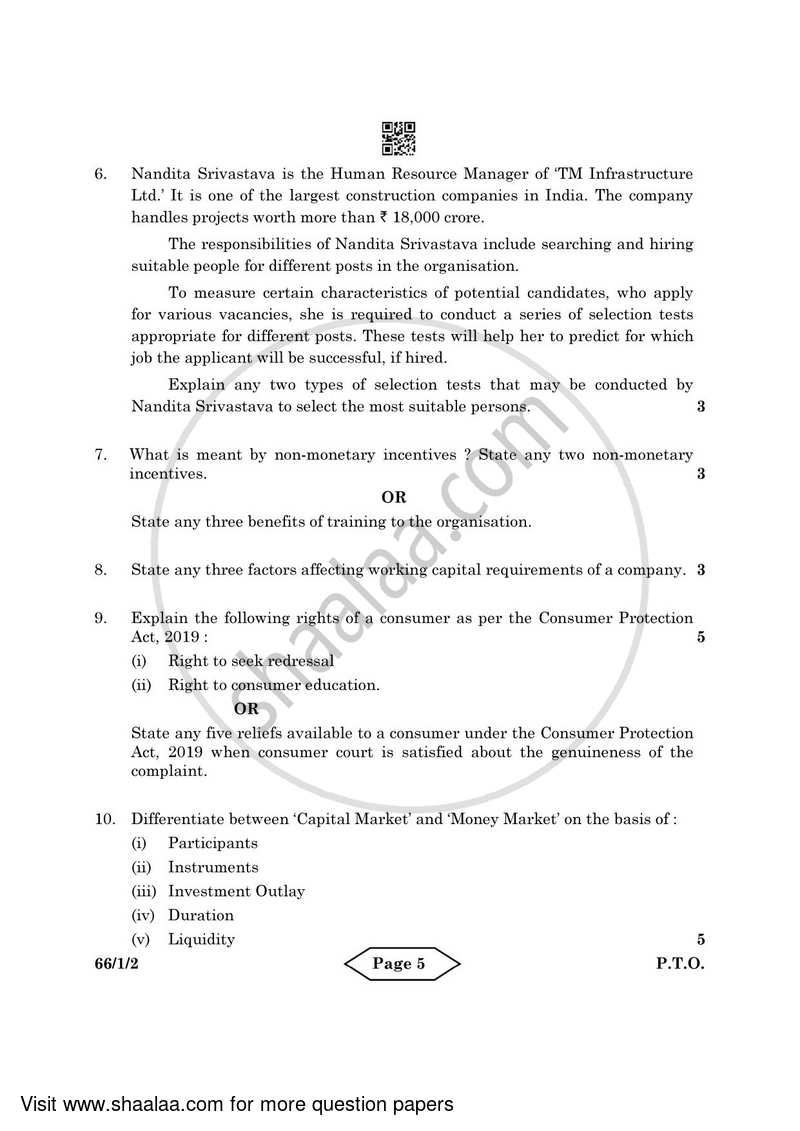 Business Studies 2021-2022 - CBSE 12th - Class 12 - CBSE (Central Board of Secondary Education) question paper with PDF download