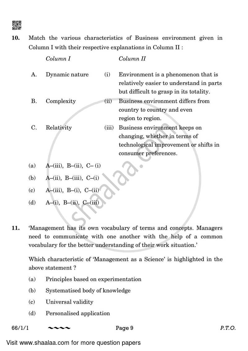 Business Studies 2022-2023 - CBSE 12th - Class 12 - CBSE (Central Board of Secondary Education) question paper with PDF download
