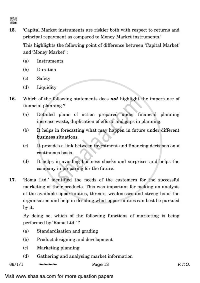 Business Studies 2022-2023 - CBSE 12th - Class 12 - CBSE (Central Board of Secondary Education) question paper with PDF download