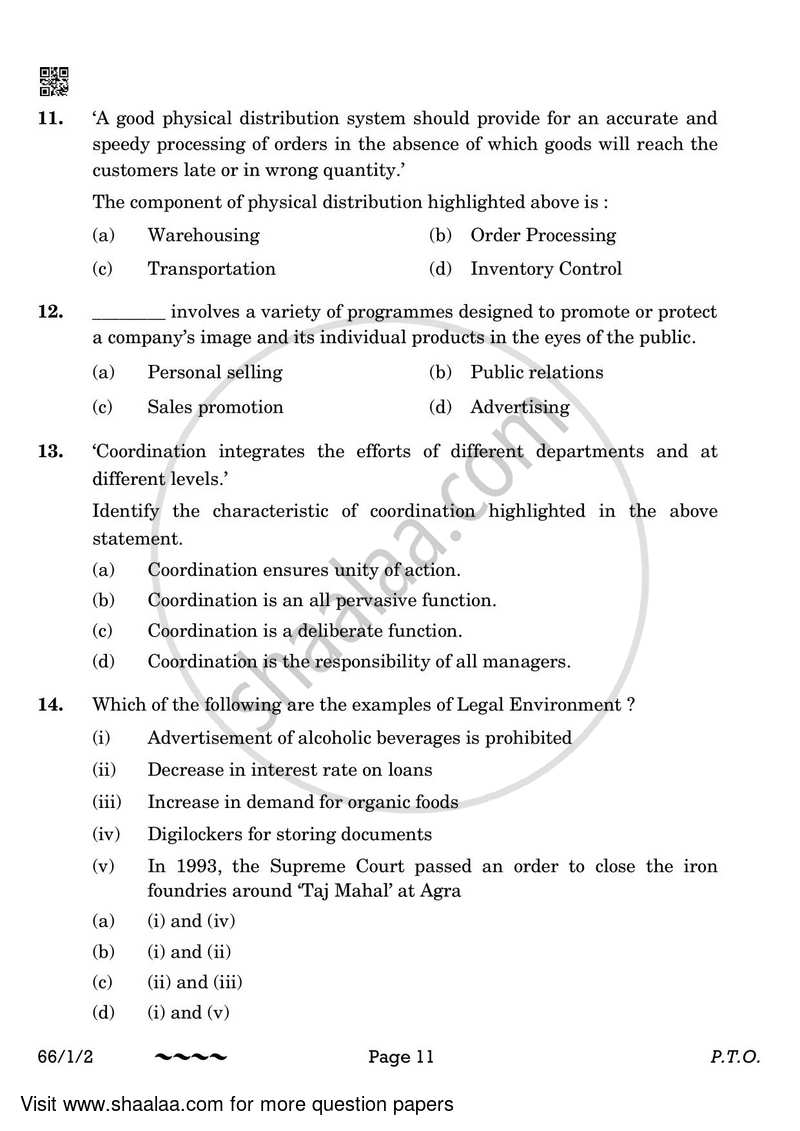 Business Studies 2022-2023 - CBSE 12th - Class 12 - CBSE (Central Board of Secondary Education) question paper with PDF download