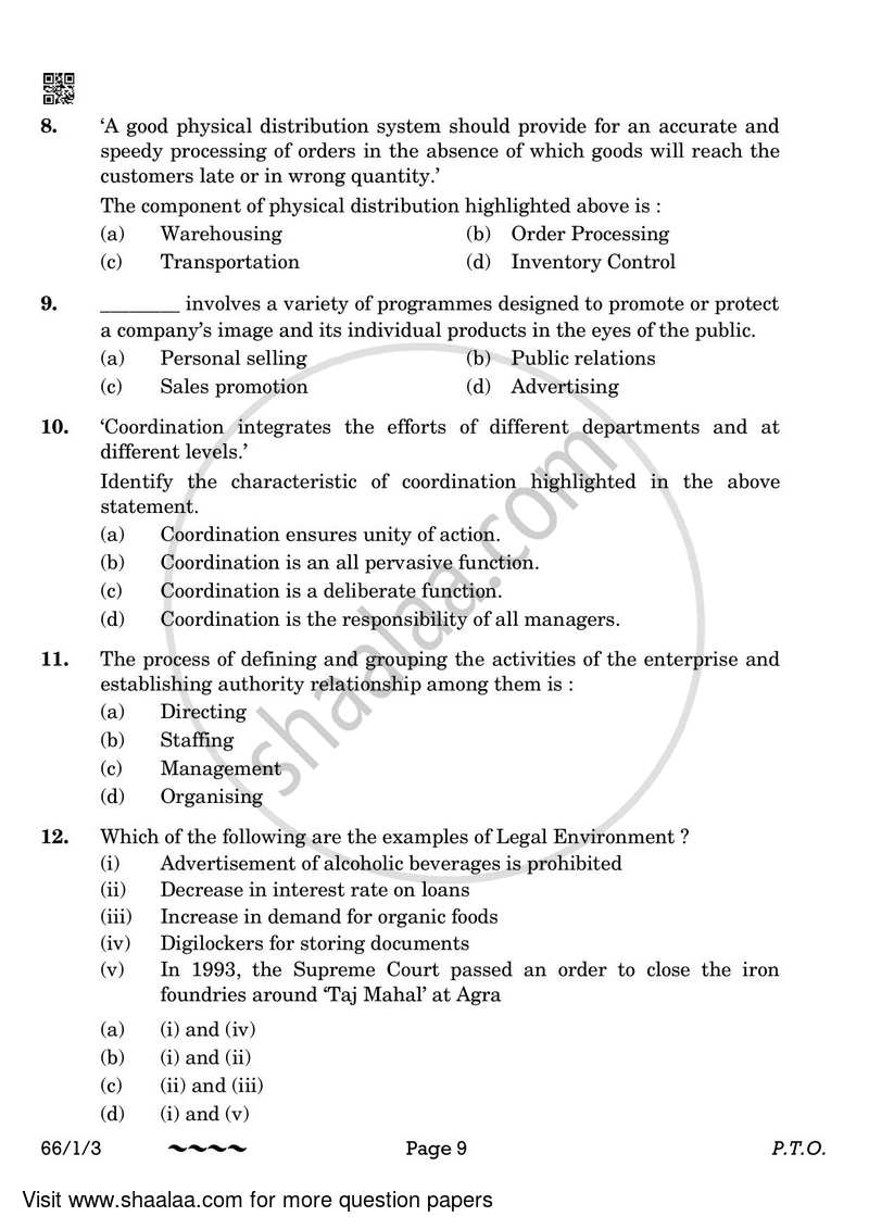 Business Studies 2022-2023 - CBSE 12th - Class 12 - CBSE (Central Board of Secondary Education) question paper with PDF download