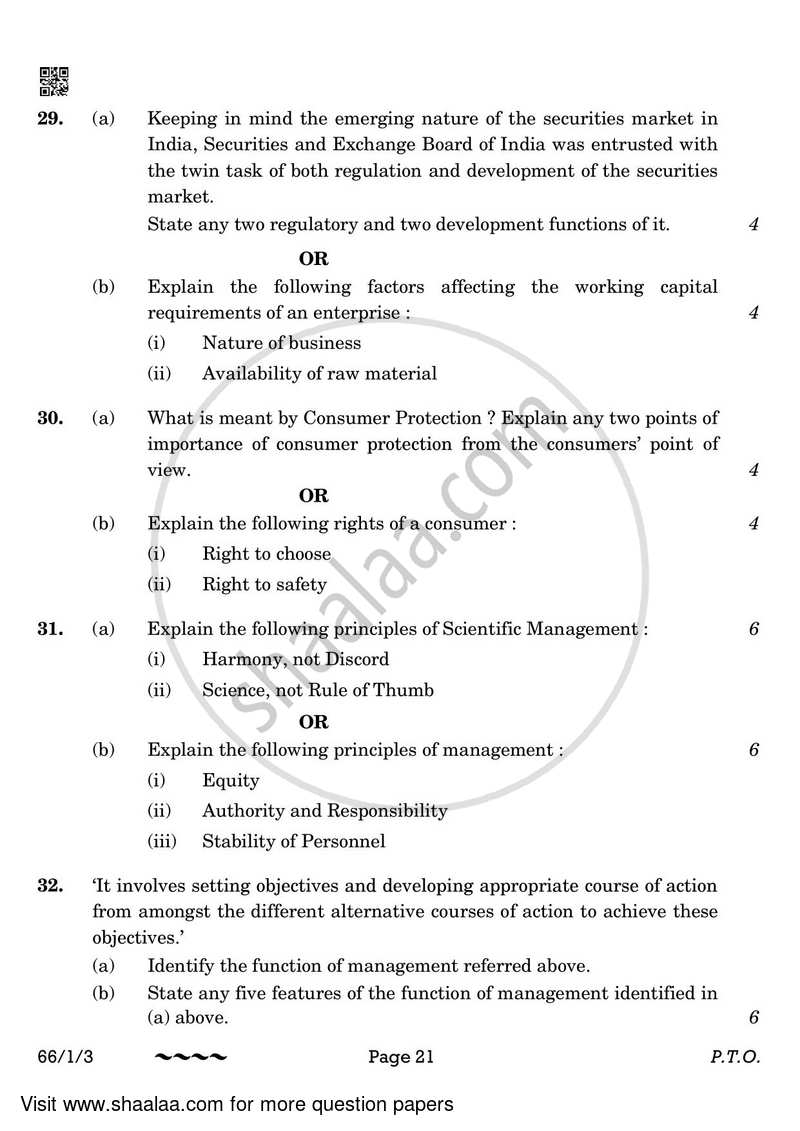 Business Studies 2022-2023 - CBSE 12th - Class 12 - CBSE (Central Board of Secondary Education) question paper with PDF download