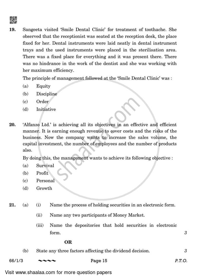 Business Studies 2022-2023 - CBSE 12th - Class 12 - CBSE (Central Board of Secondary Education) question paper with PDF download