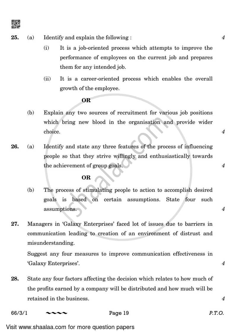 Business Studies 2022-2023 - CBSE 12th - Class 12 - CBSE (Central Board of Secondary Education) question paper with PDF download