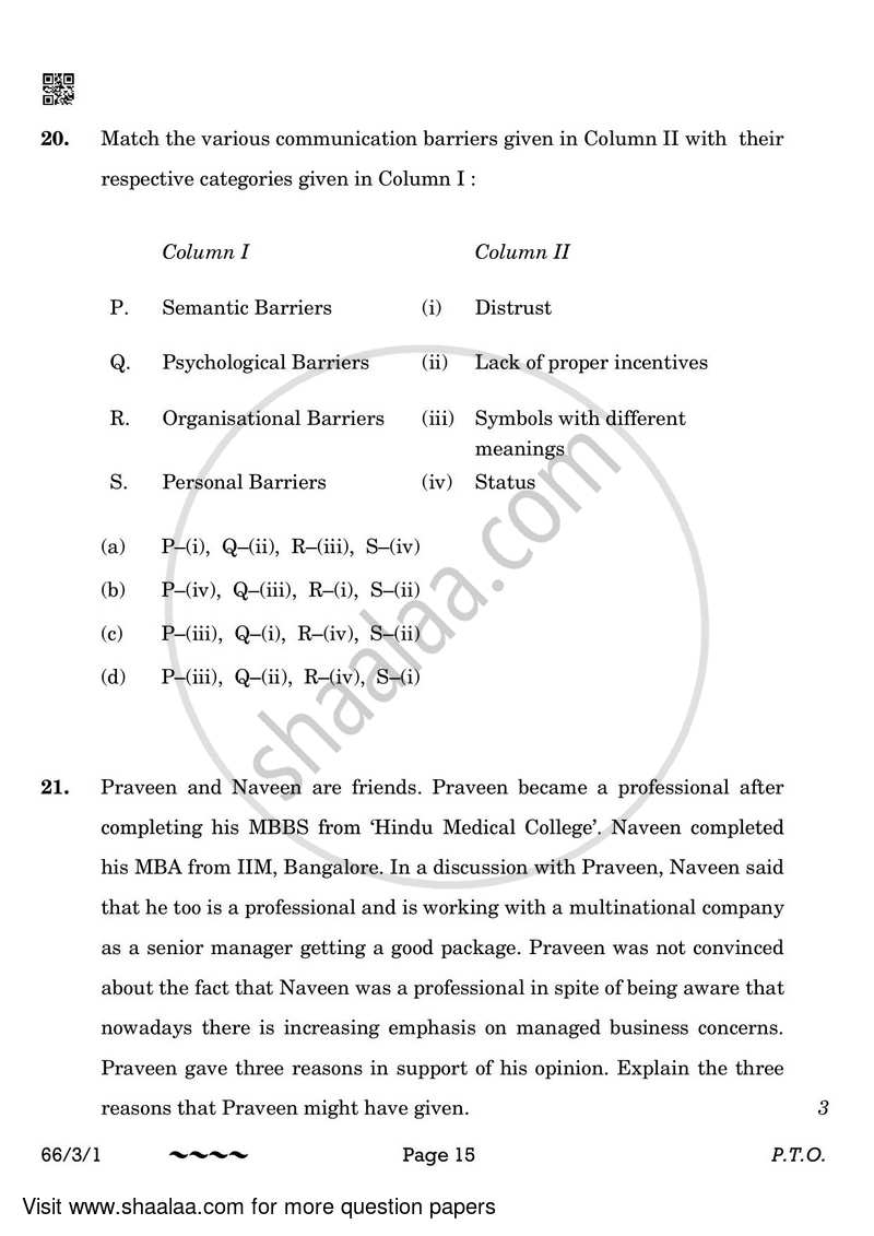Business Studies 2022-2023 - CBSE 12th - Class 12 - CBSE (Central Board of Secondary Education) question paper with PDF download
