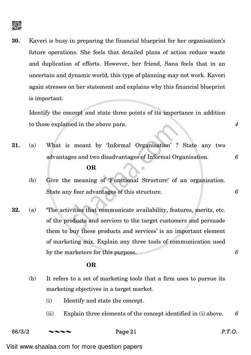 Business Studies 2022-2023 - CBSE 12th - Class 12 - CBSE (Central Board of Secondary Education) question paper with PDF download