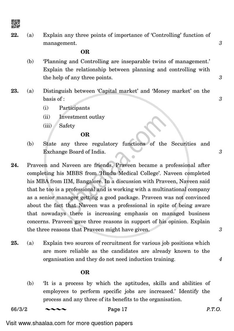 Business Studies 2022-2023 - CBSE 12th - Class 12 - CBSE (Central Board of Secondary Education) question paper with PDF download