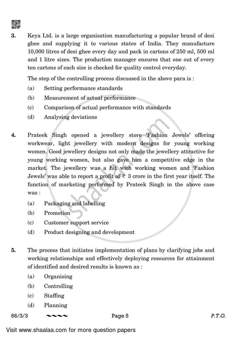Business Studies 2022-2023 - CBSE 12th - Class 12 - CBSE (Central Board of Secondary Education) question paper with PDF download