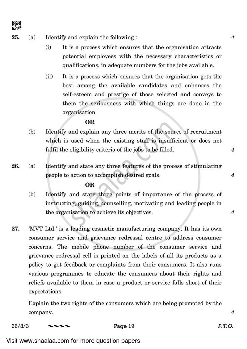 Business Studies 2022-2023 - CBSE 12th - Class 12 - CBSE (Central Board of Secondary Education) question paper with PDF download