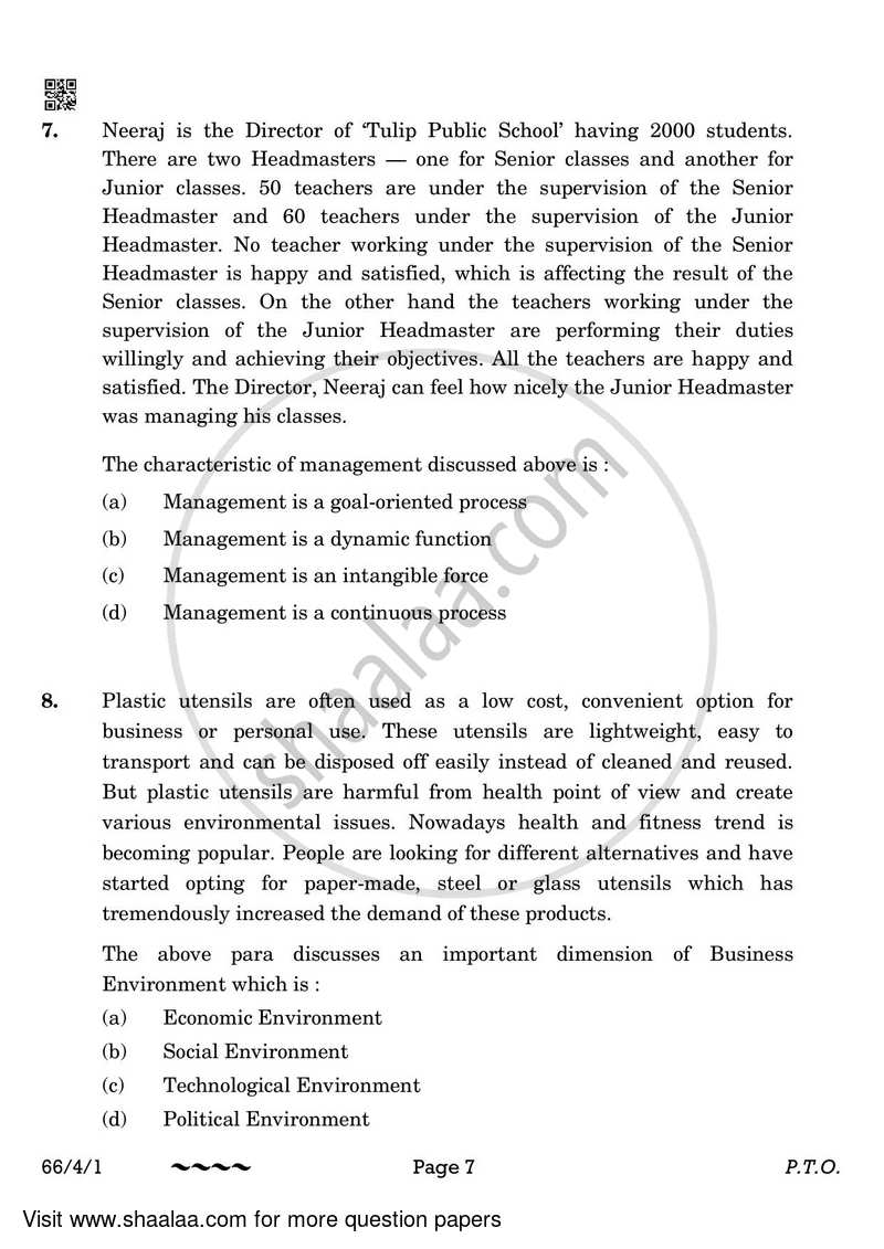 Business Studies 2022-2023 - CBSE 12th - Class 12 - CBSE (Central Board of Secondary Education) question paper with PDF download