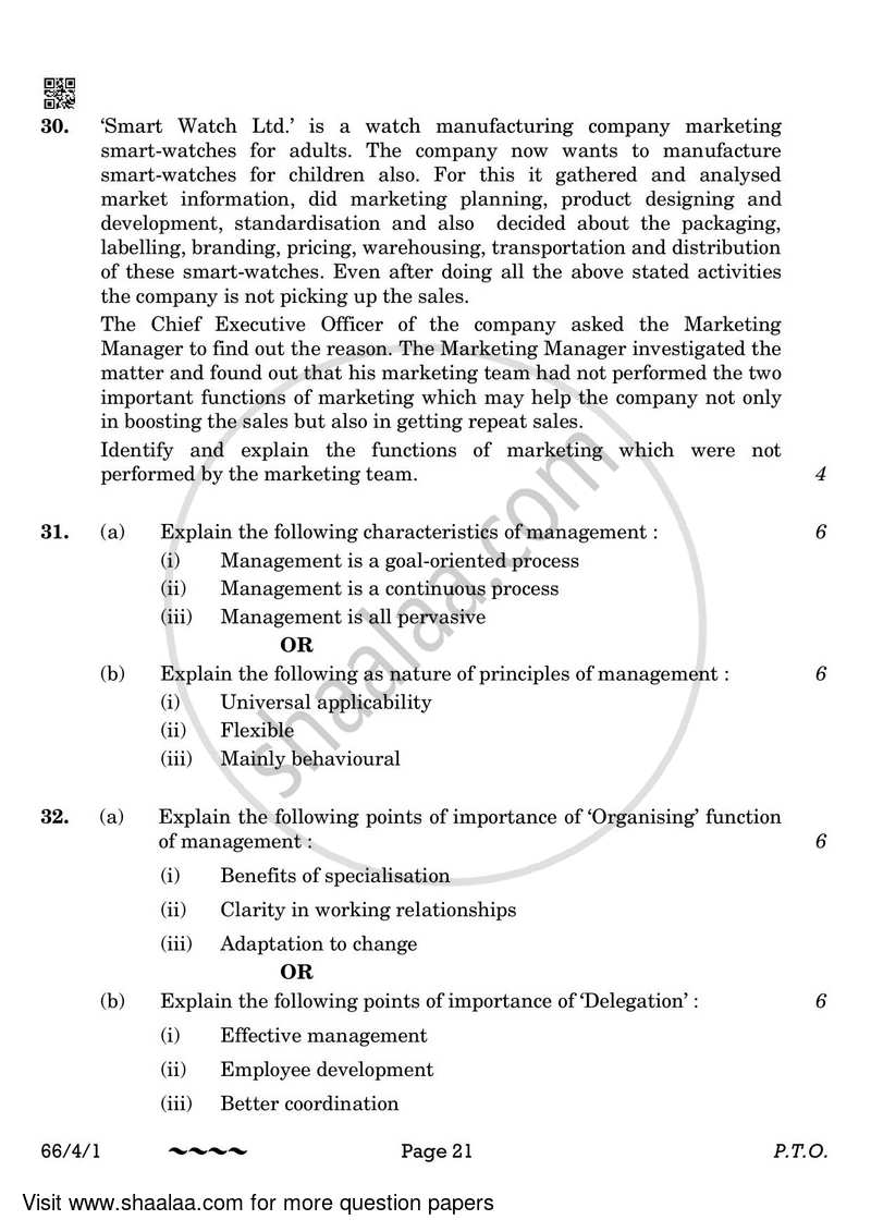 Business Studies 2022-2023 - CBSE 12th - Class 12 - CBSE (Central Board of Secondary Education) question paper with PDF download