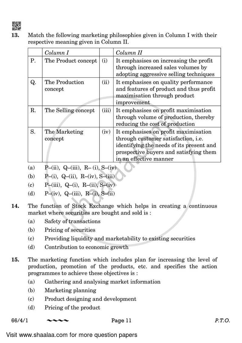 Business Studies 2022-2023 - CBSE 12th - Class 12 - CBSE (Central Board of Secondary Education) question paper with PDF download