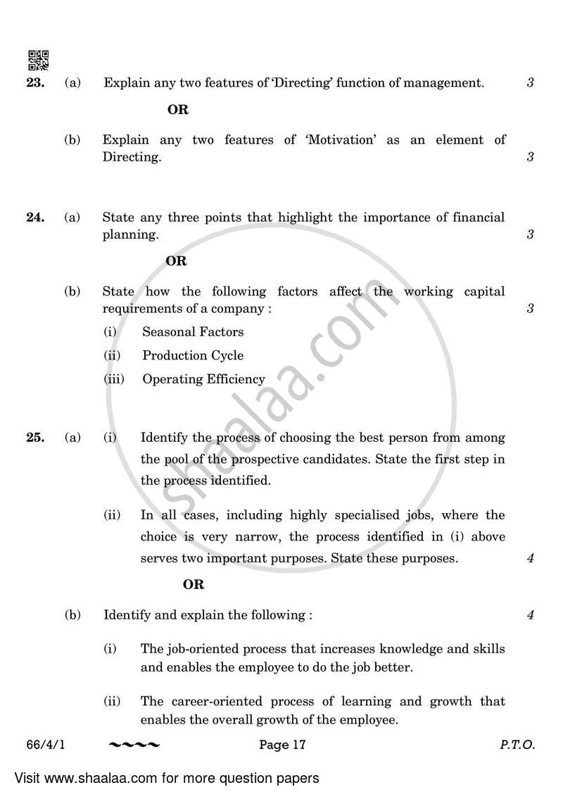Business Studies 2022-2023 - CBSE 12th - Class 12 - CBSE (Central Board of Secondary Education) question paper with PDF download
