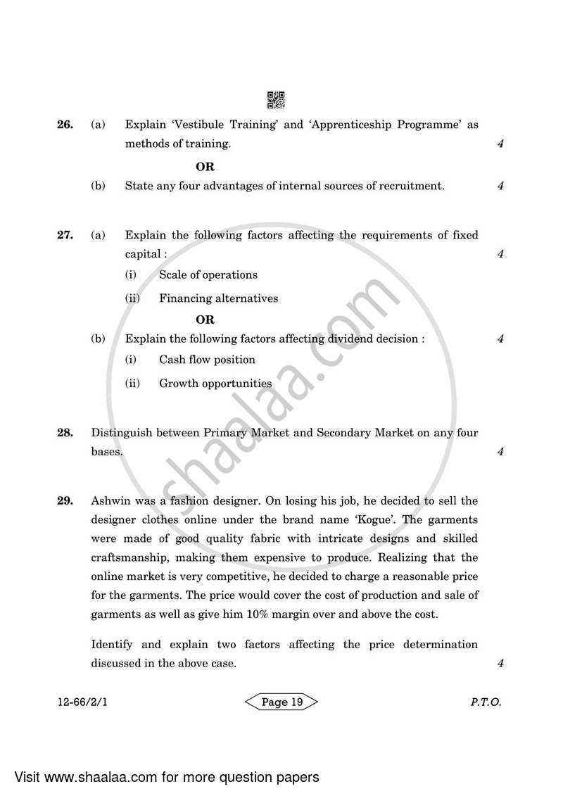 Business Studies 2023-2024 - CBSE 12th - Class 12 - CBSE (Central Board of Secondary Education) question paper with PDF download