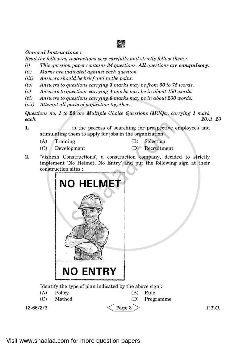 Business Studies 2023-2024 - CBSE 12th - Class 12 - CBSE (Central Board of Secondary Education) question paper with PDF download