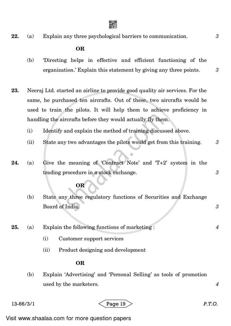 Business Studies 2023-2024 - CBSE 12th - Class 12 - CBSE (Central Board of Secondary Education) question paper with PDF download