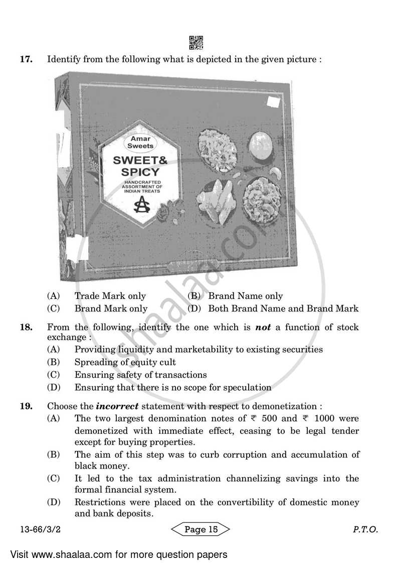 Business Studies 2023-2024 - CBSE 12th - Class 12 - CBSE (Central Board of Secondary Education) question paper with PDF download