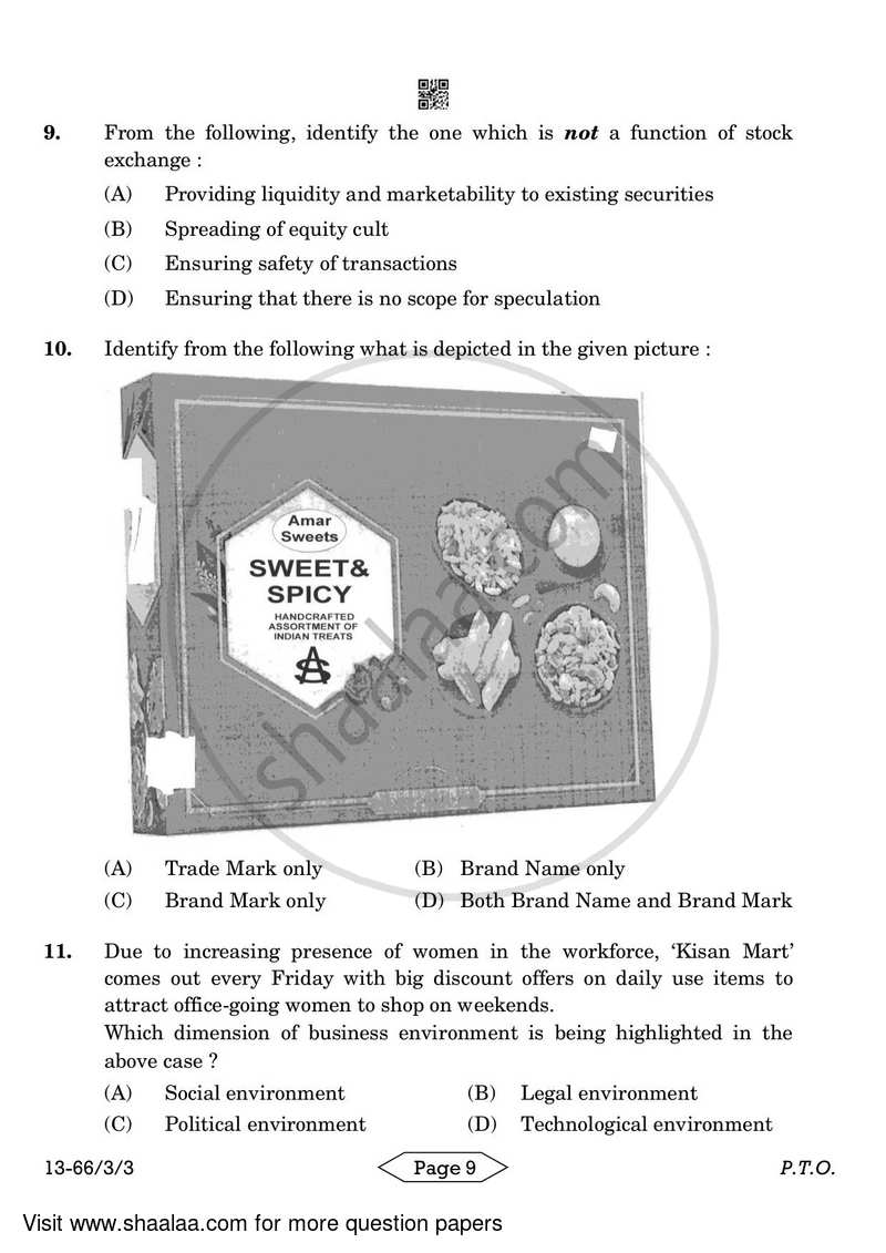 Business Studies 2023-2024 - CBSE 12th - Class 12 - CBSE (Central Board of Secondary Education) question paper with PDF download