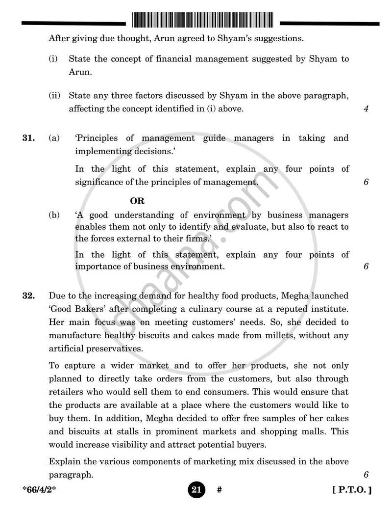 Business Studies 2024-2025 - CBSE 12th - Class 12 - CBSE (Central Board of Secondary Education) question paper with PDF download