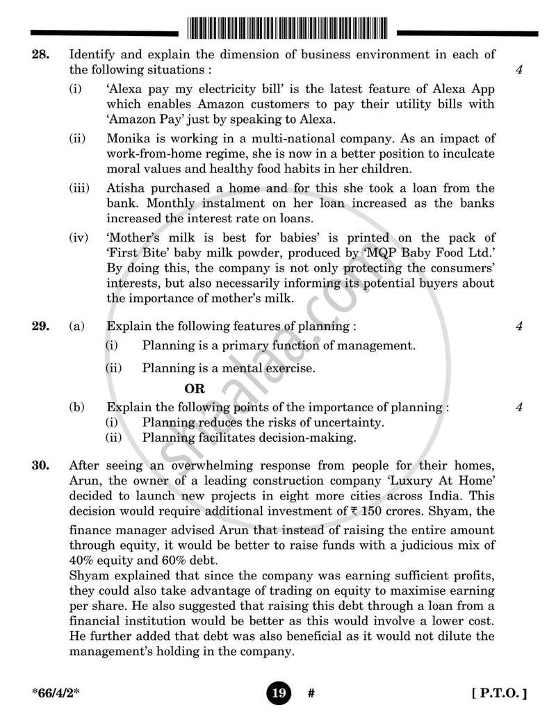 Business Studies 2024-2025 - CBSE 12th - Class 12 - CBSE (Central Board of Secondary Education) question paper with PDF download