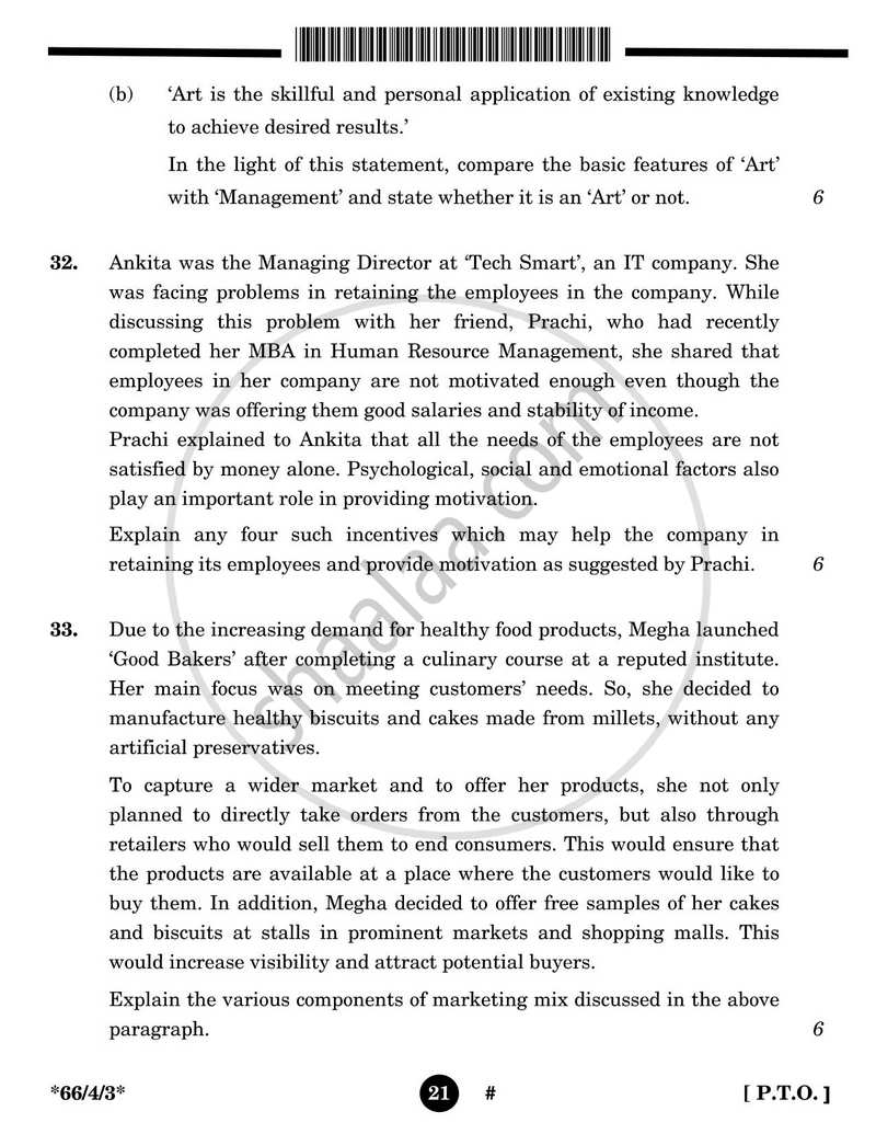 Business Studies 2024-2025 - CBSE 12th - Class 12 - CBSE (Central Board of Secondary Education) question paper with PDF download