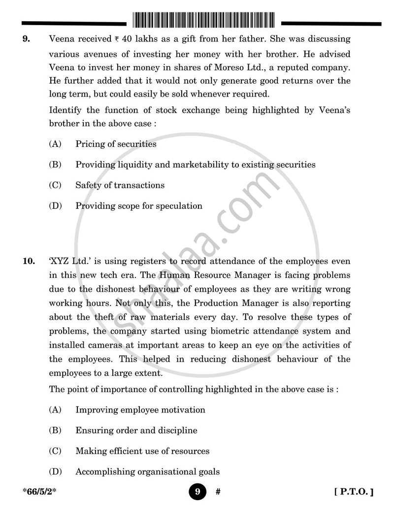 Business Studies 2024-2025 - CBSE 12th - Class 12 - CBSE (Central Board of Secondary Education) question paper with PDF download
