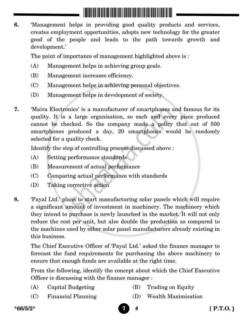 Business Studies 2024-2025 - CBSE 12th - Class 12 - CBSE (Central Board of Secondary Education) question paper with PDF download