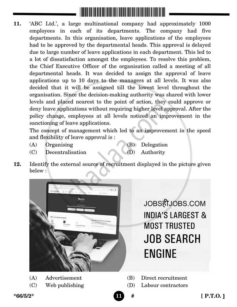 Business Studies 2024-2025 - CBSE 12th - Class 12 - CBSE (Central Board of Secondary Education) question paper with PDF download