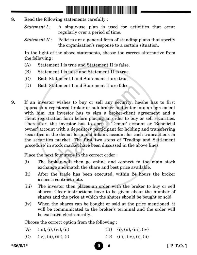 Business Studies 2024-2025 - CBSE 12th - Class 12 - CBSE (Central Board of Secondary Education) question paper with PDF download