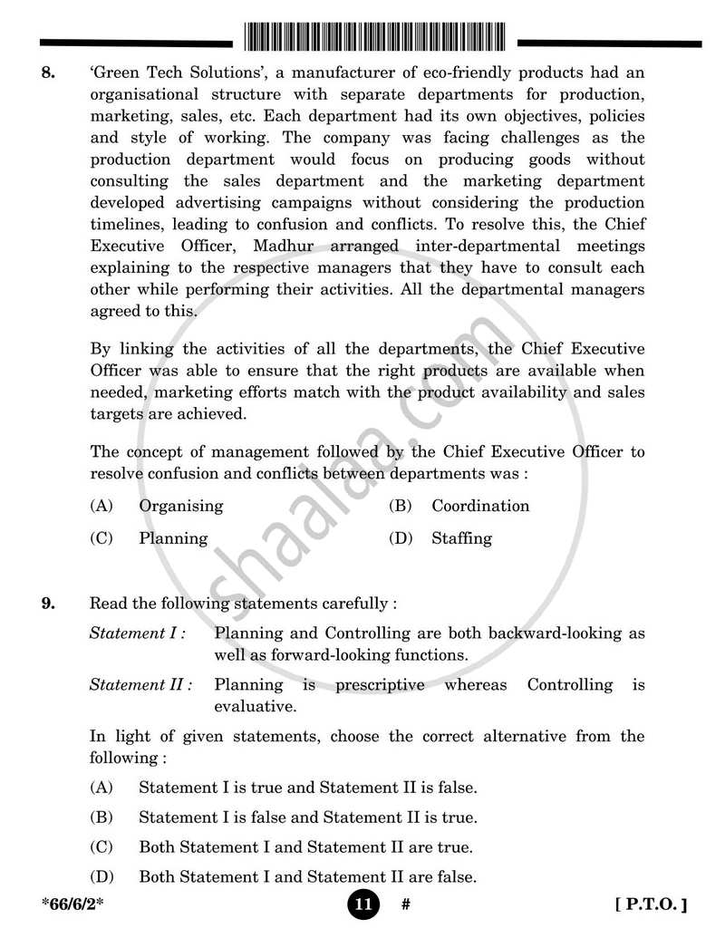 Business Studies 2024-2025 - CBSE 12th - Class 12 - CBSE (Central Board of Secondary Education) question paper with PDF download