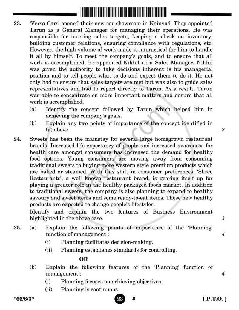 Business Studies 2024-2025 - CBSE 12th - Class 12 - CBSE (Central Board of Secondary Education) question paper with PDF download