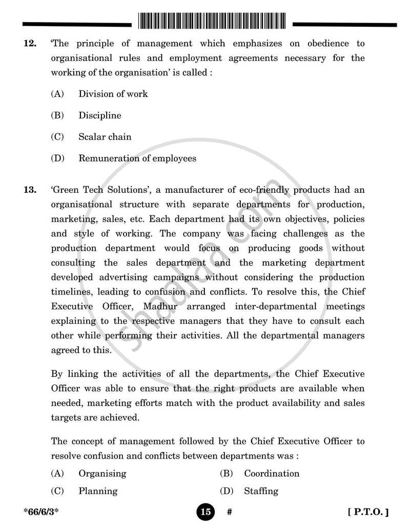 Business Studies 2024-2025 - CBSE 12th - Class 12 - CBSE (Central Board of Secondary Education) question paper with PDF download