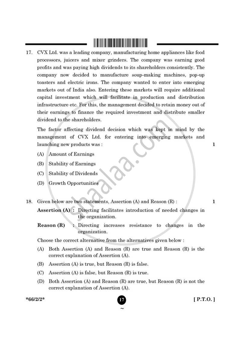 Business Studies 2024-2025 - CBSE 12th - Class 12 - CBSE (Central Board of Secondary Education) question paper with PDF download