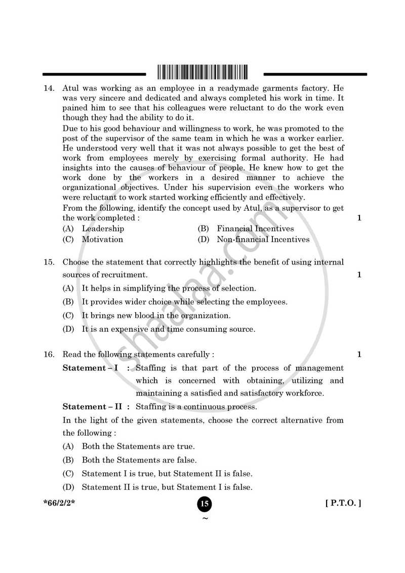 Business Studies 2024-2025 - CBSE 12th - Class 12 - CBSE (Central Board of Secondary Education) question paper with PDF download