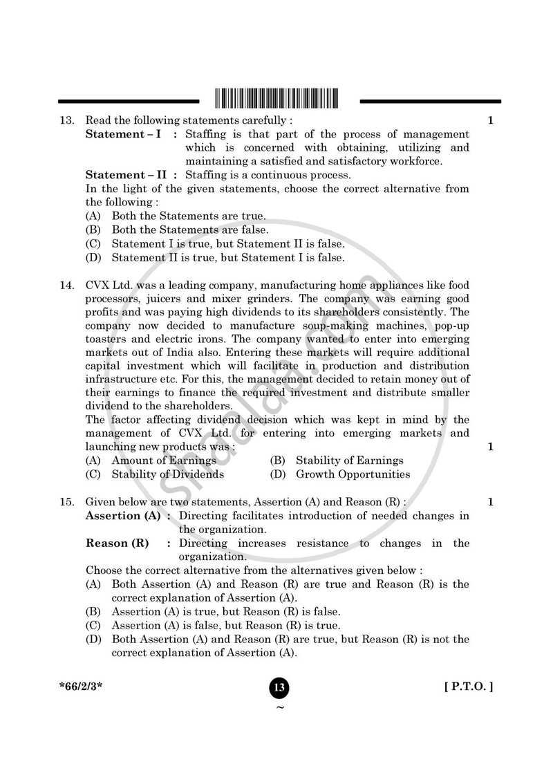 Business Studies 2024-2025 - CBSE 12th - Class 12 - CBSE (Central Board of Secondary Education) question paper with PDF download