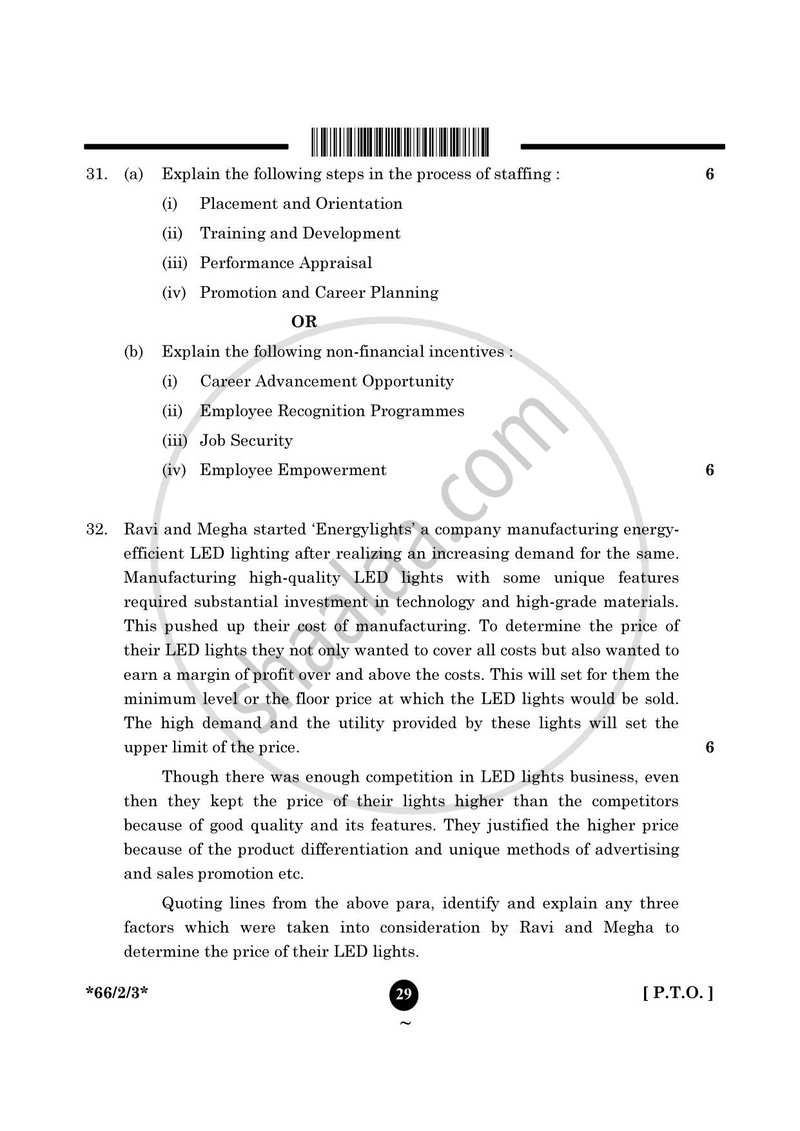 Business Studies 2024-2025 - CBSE 12th - Class 12 - CBSE (Central Board of Secondary Education) question paper with PDF download