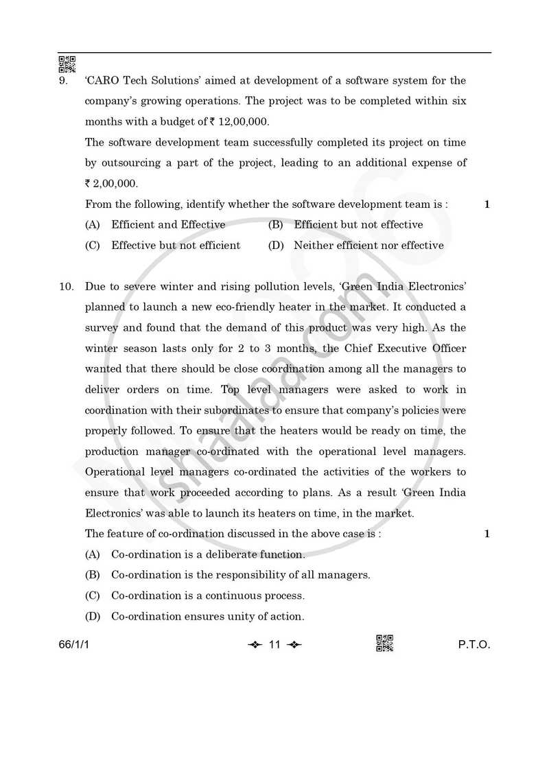 Business Studies 2025-2026 - CBSE 12th - Class 12 - CBSE (Central Board of Secondary Education) question paper with PDF download