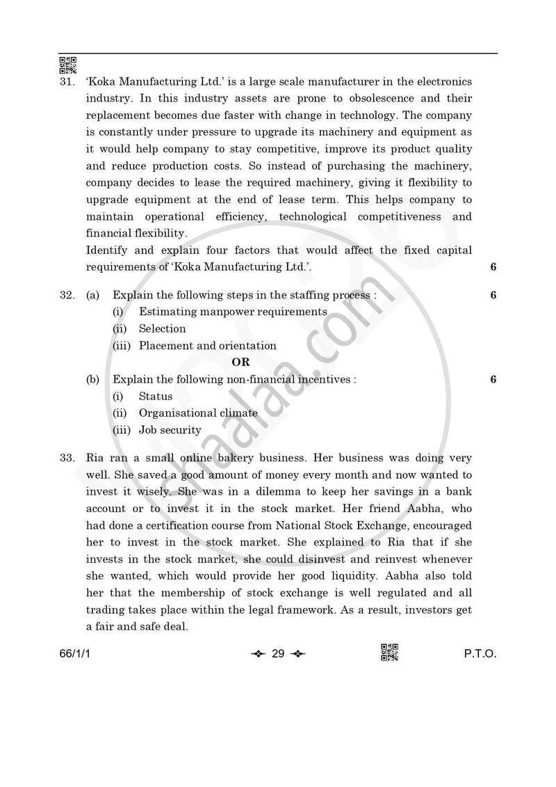 Business Studies 2025-2026 - CBSE 12th - Class 12 - CBSE (Central Board of Secondary Education) question paper with PDF download