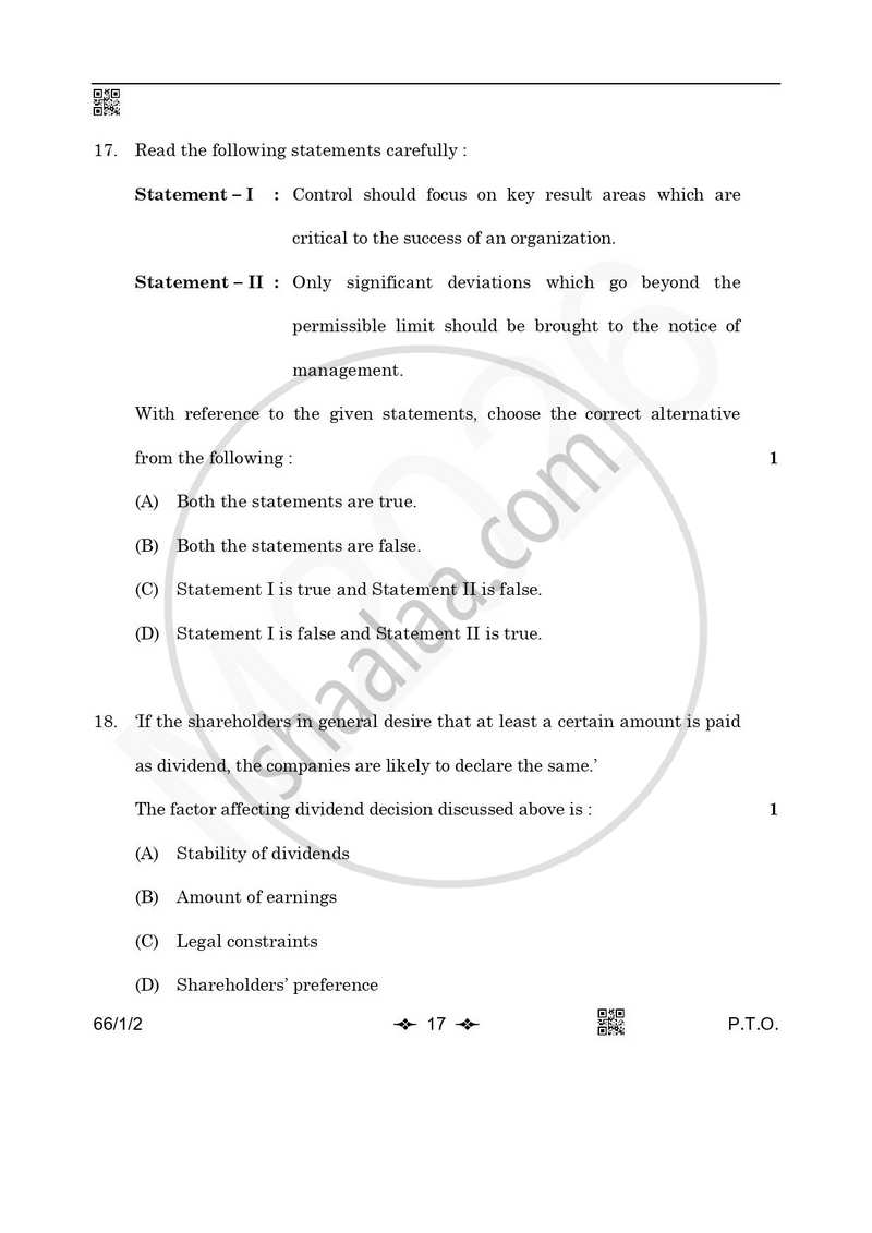 Business Studies 2025-2026 - CBSE 12th - Class 12 - CBSE (Central Board of Secondary Education) question paper with PDF download