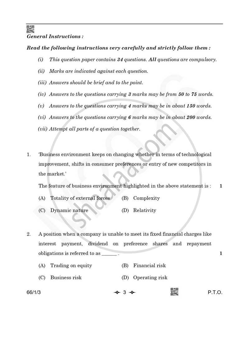 Business Studies 2025-2026 - CBSE 12th - Class 12 - CBSE (Central Board of Secondary Education) question paper with PDF download