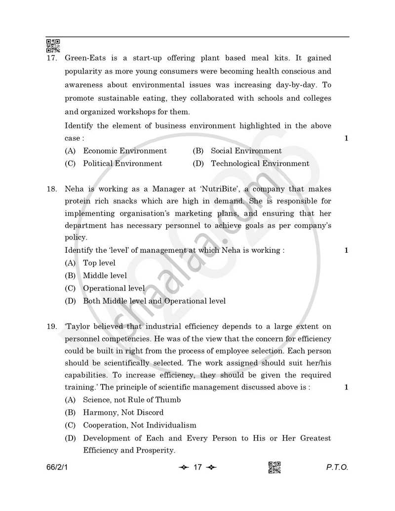 Business Studies 2025-2026 - CBSE 12th - Class 12 - CBSE (Central Board of Secondary Education) question paper with PDF download